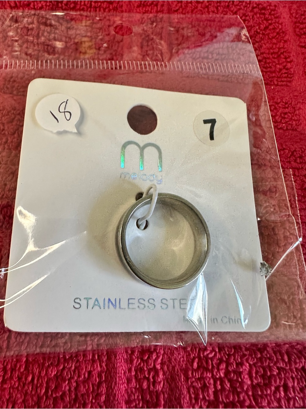 Modern Stainless Steel Women's Ring in Silver - Size 7